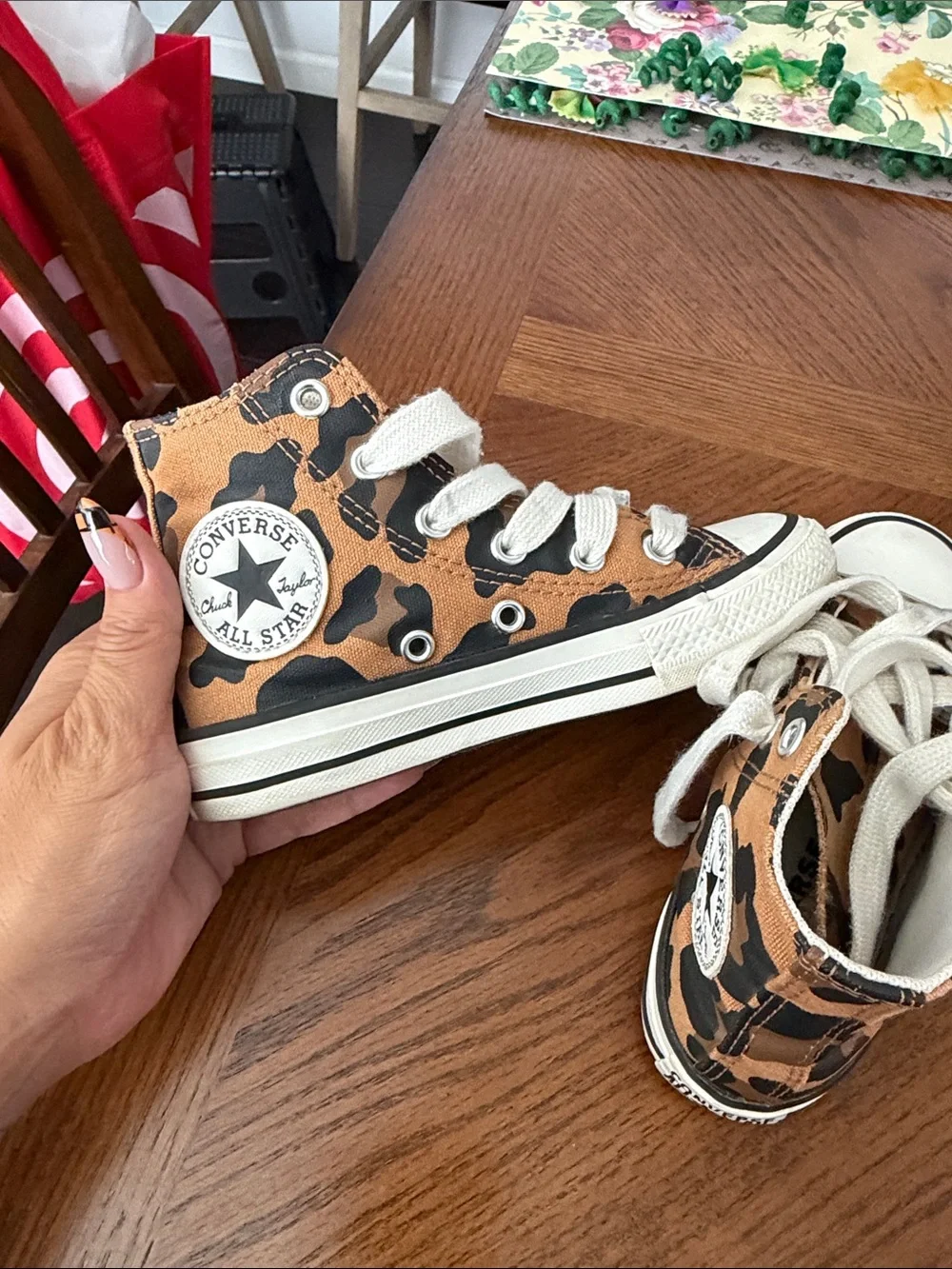 Kids High-Top Sneaker in Brown Leopard Print